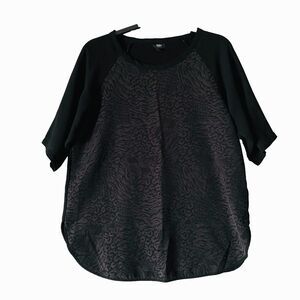 Mossimo Blouse T-Shirt Womens Size Large Black 3/4 Sleeve Raglan